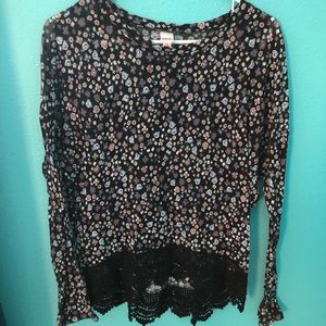 Light Floral Sweater with Black Lace
